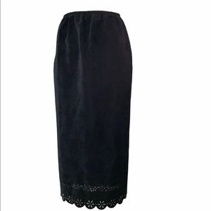 Scalloped Edge Faux Suede Skirt